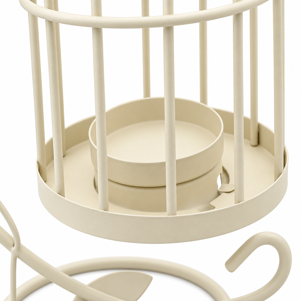 Vintage Birdcage Tealight Candle Holder with Stand – Black or Ivory
