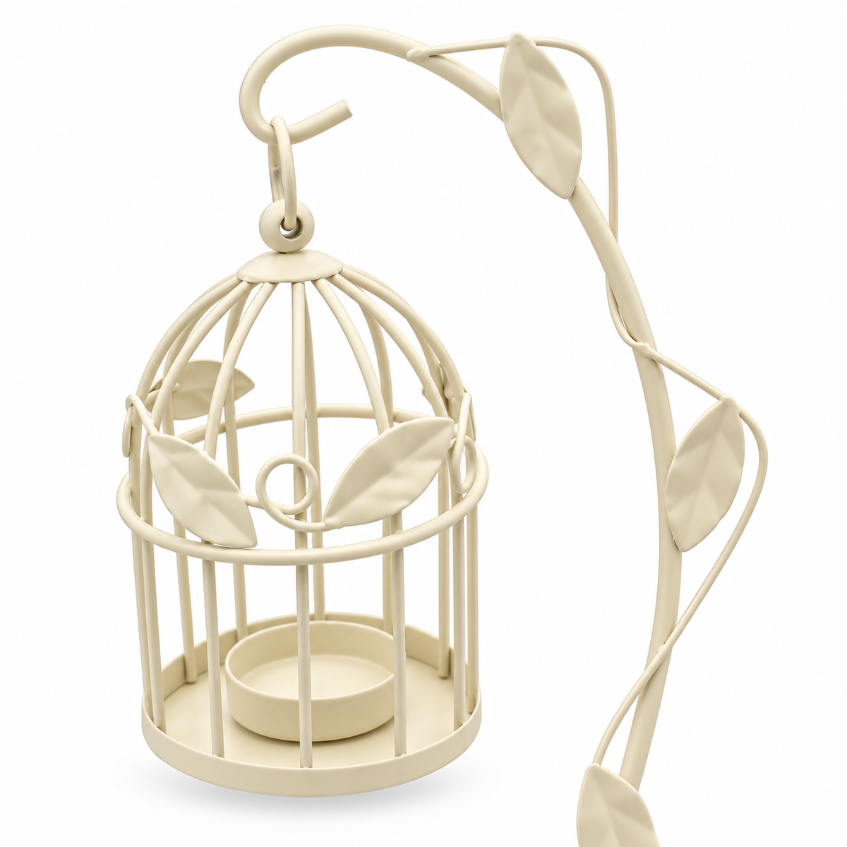 Vintage Birdcage Tealight Candle Holder with Stand – Black or Ivory
