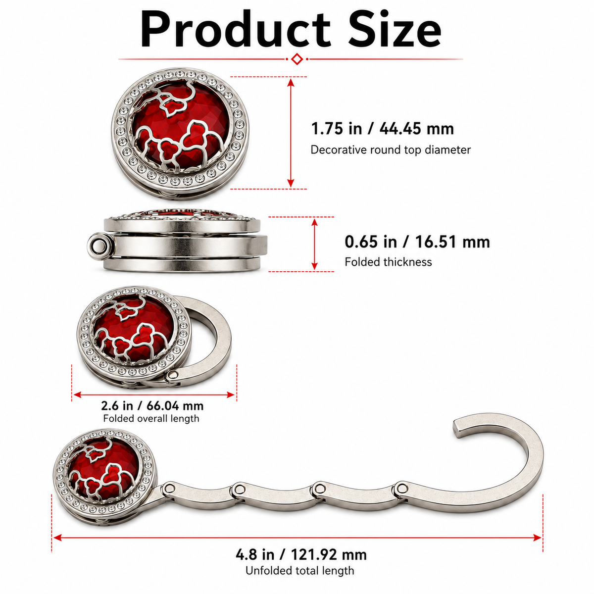 Luxe Crystal Foldable Purse Hook – Elegant Handbag Hanger