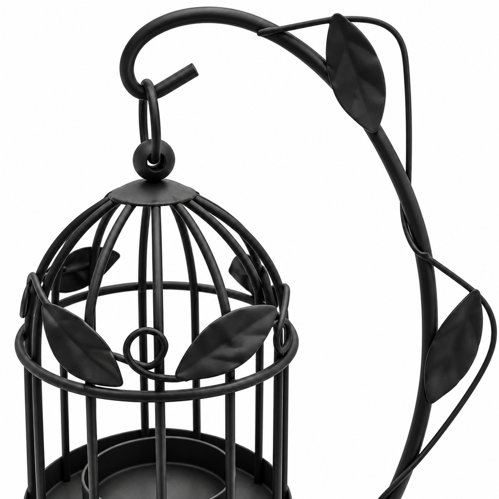 Vintage Birdcage Tealight Candle Holder with Stand – Black or Ivory