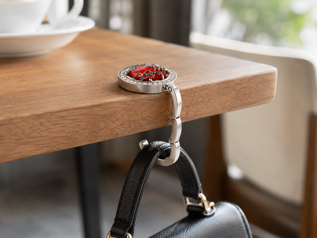 Luxe Crystal Foldable Purse Hook – Elegant Handbag Hanger