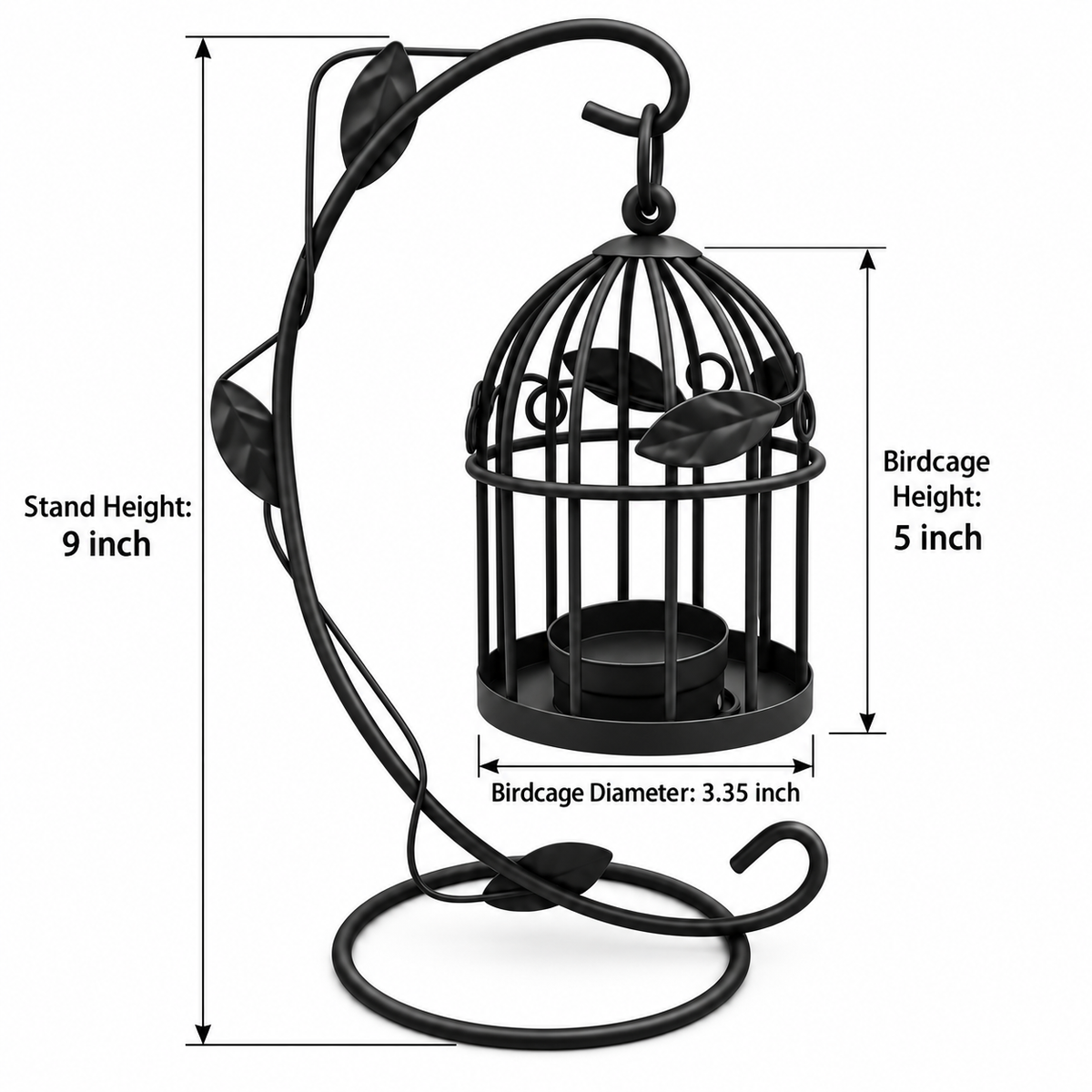 Vintage Birdcage Tealight Candle Holder with Stand – Black or Ivory