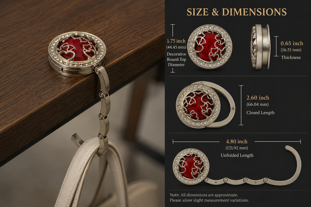 Luxe Crystal Foldable Purse Hook – Elegant Handbag Hanger