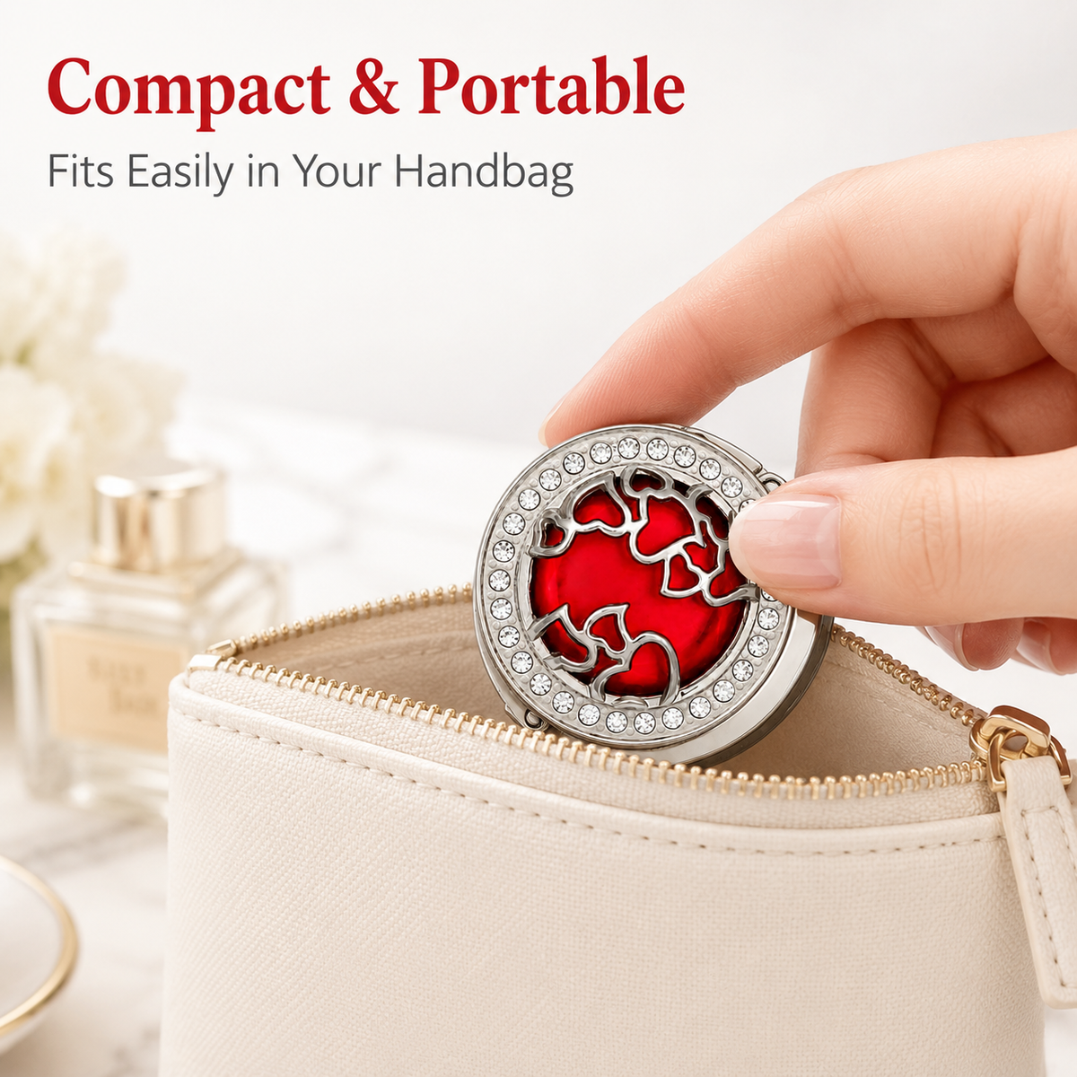 Luxe Crystal Foldable Purse Hook – Elegant Handbag Hanger