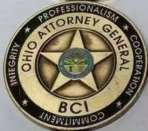Ohio BCI Bureau of Criminal Investigation Attorney General Challenge Coin Copper Collectible