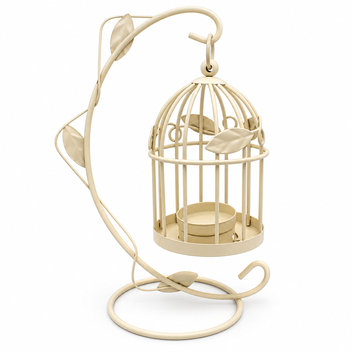 Vintage Birdcage Tealight Candle Holder with Stand – Black or Ivory