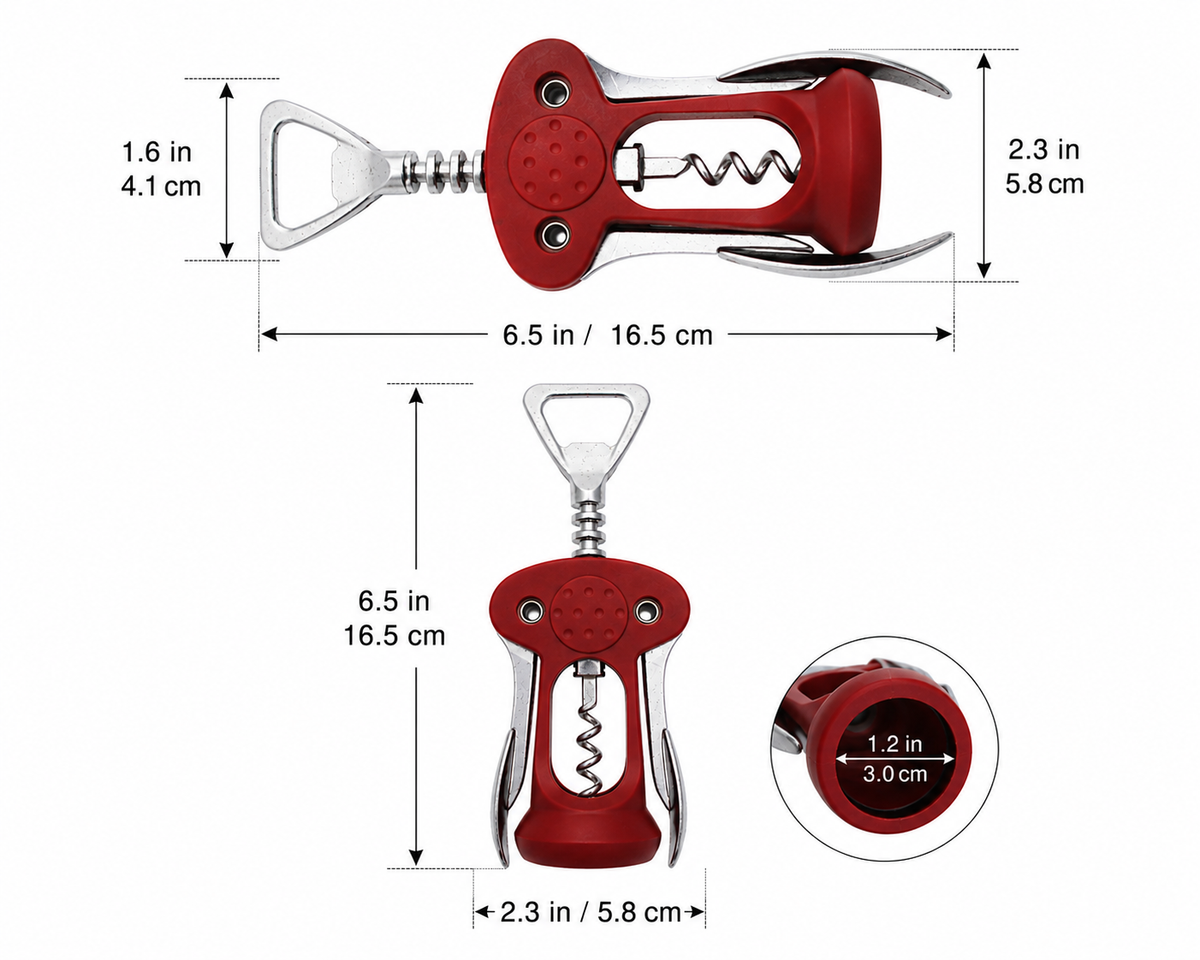 Premium Wing Corkscrew Wine Bottle Opener – Red or Black