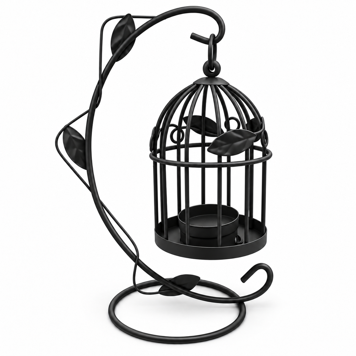 Vintage Birdcage Tealight Candle Holder with Stand – Black or Ivory