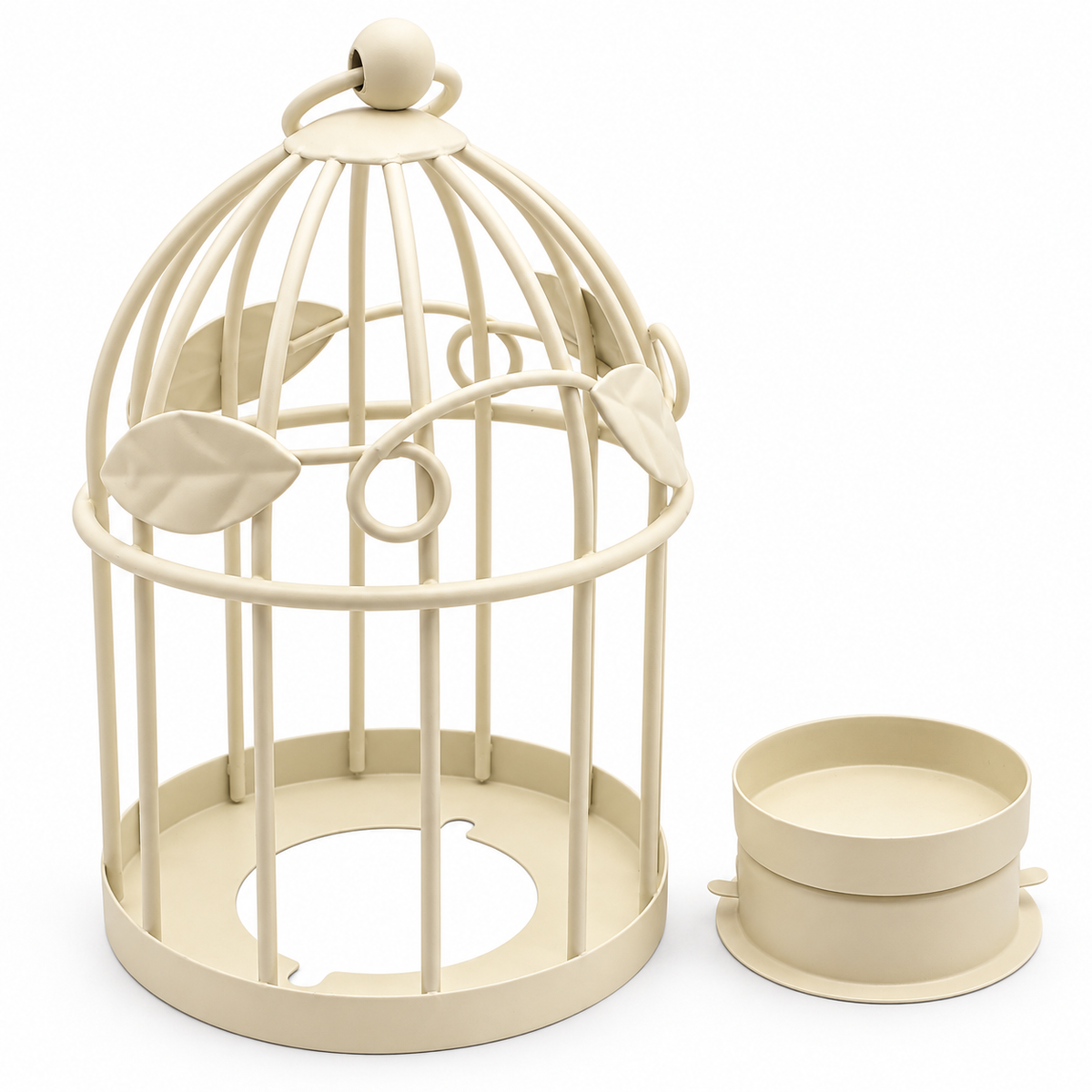 Vintage Birdcage Tealight Candle Holder with Stand – Black or Ivory