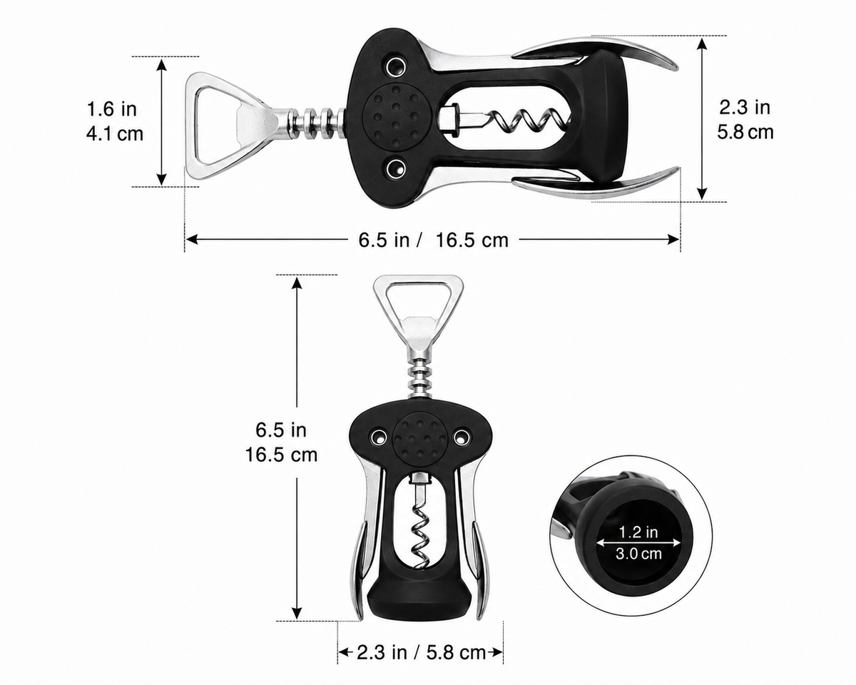Premium Wing Corkscrew Wine Bottle Opener – Red or Black