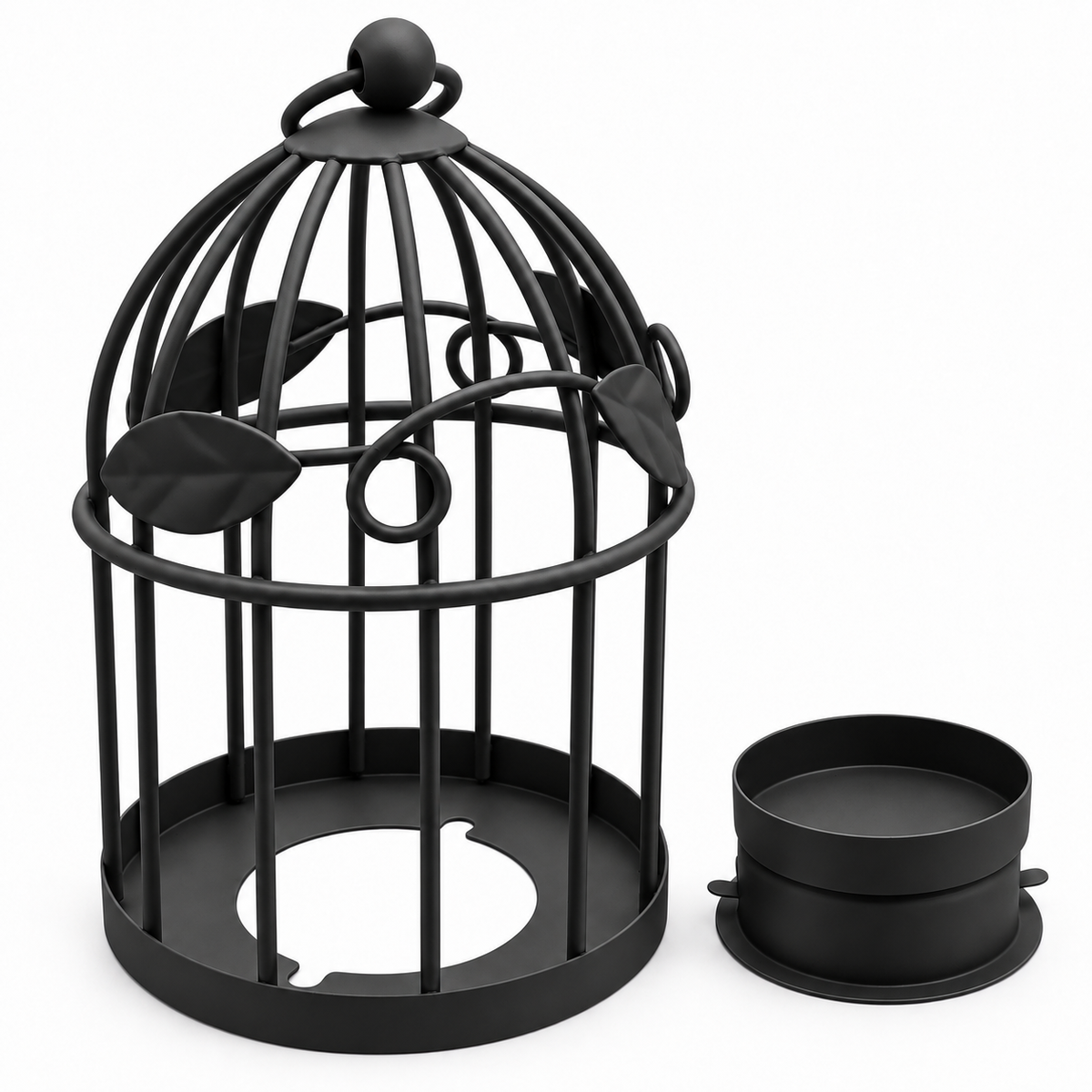Vintage Birdcage Tealight Candle Holder with Stand – Black or Ivory