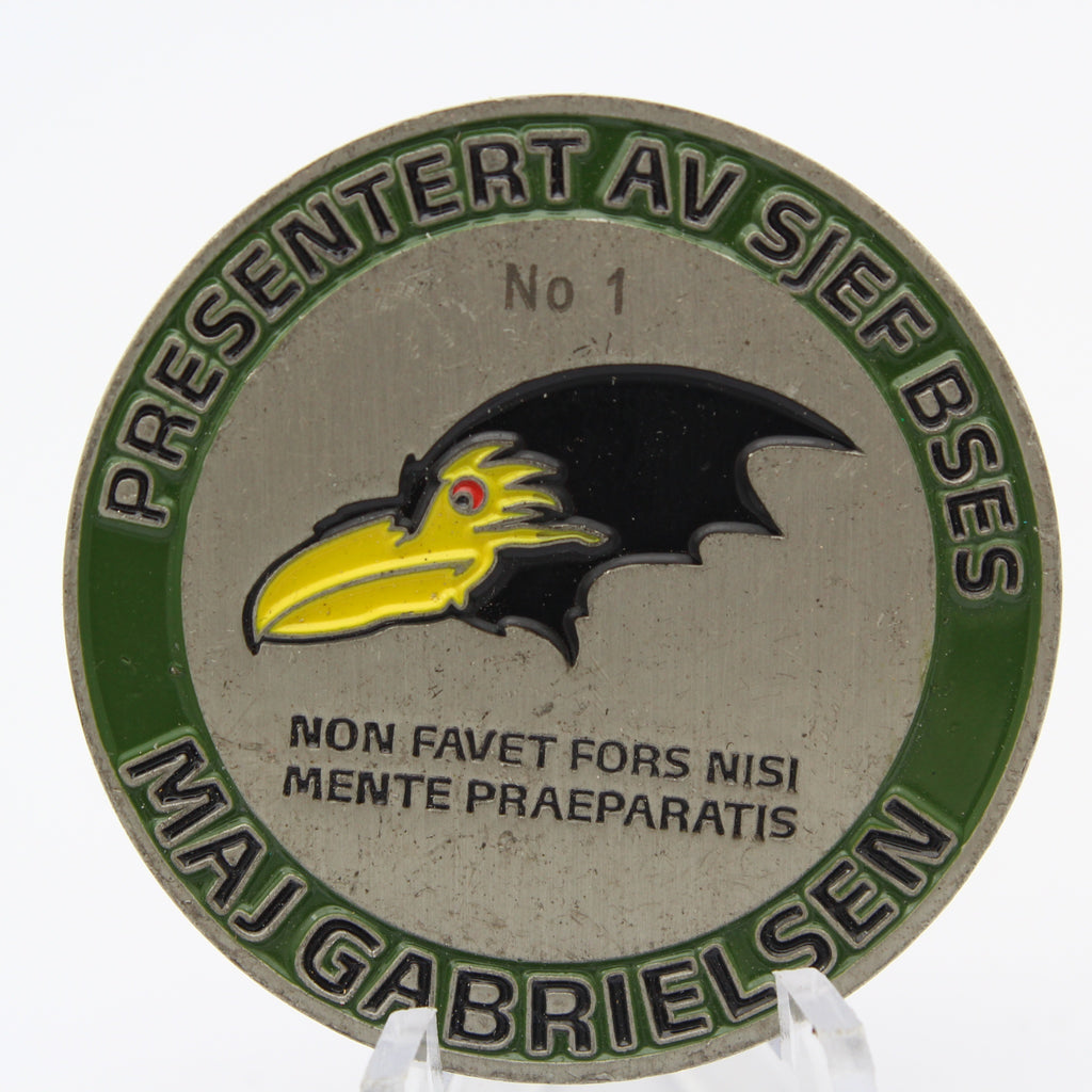 Norway Intelligence & Language NCO School Challenge Coin – Maj Gabrielsen (Green/Black)