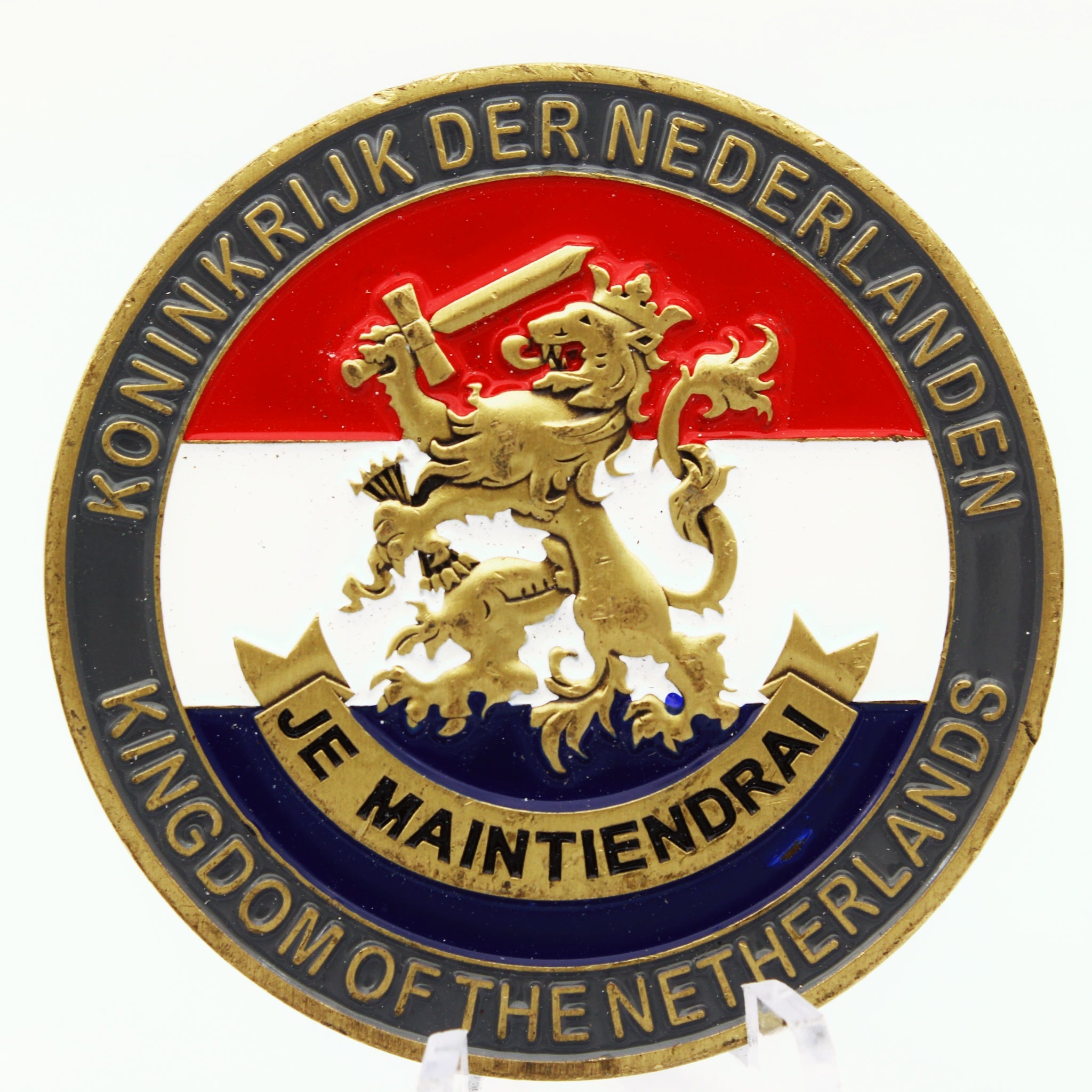 Netherlands Kingdom "Je Maintiendrai" BOPS Stork Keys Challenge Coin 2in Copper - Pre-Owned