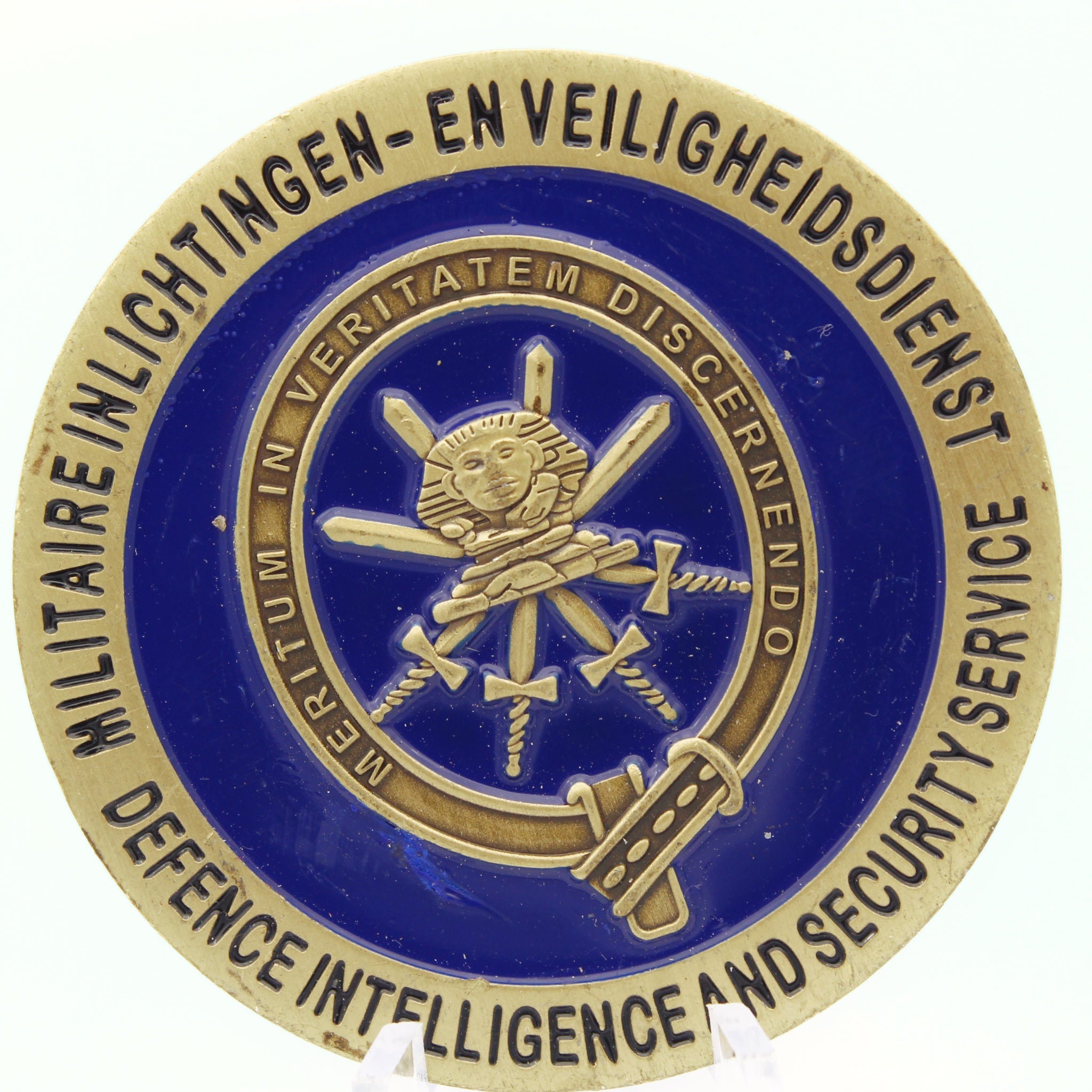 Dutch Intelligence & Security "In Veritatem Discernendo" Owl Challenge Coin – 2 Inch Copper - Pre-Owned