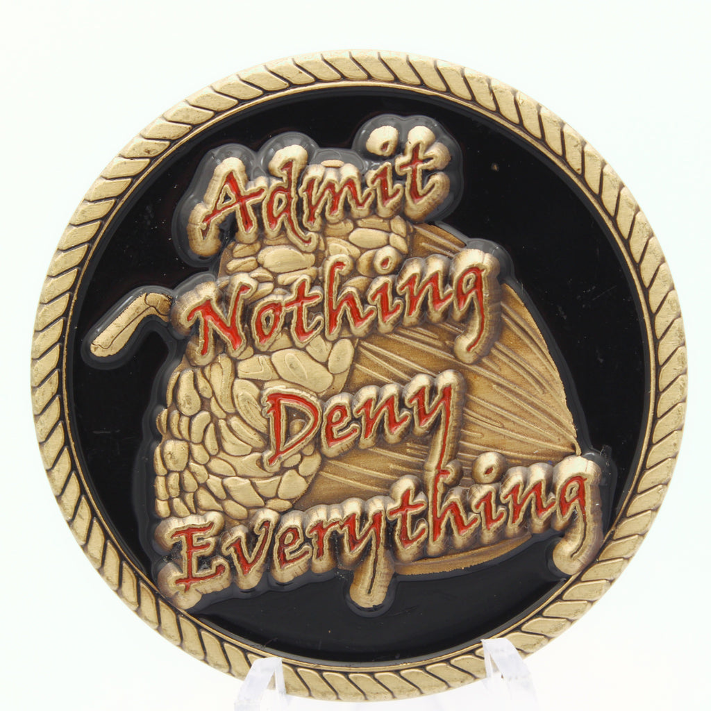 CIA “Secret Squirrel” Admit Nothing Deny Everything Challenge Coin 1.75in Copper