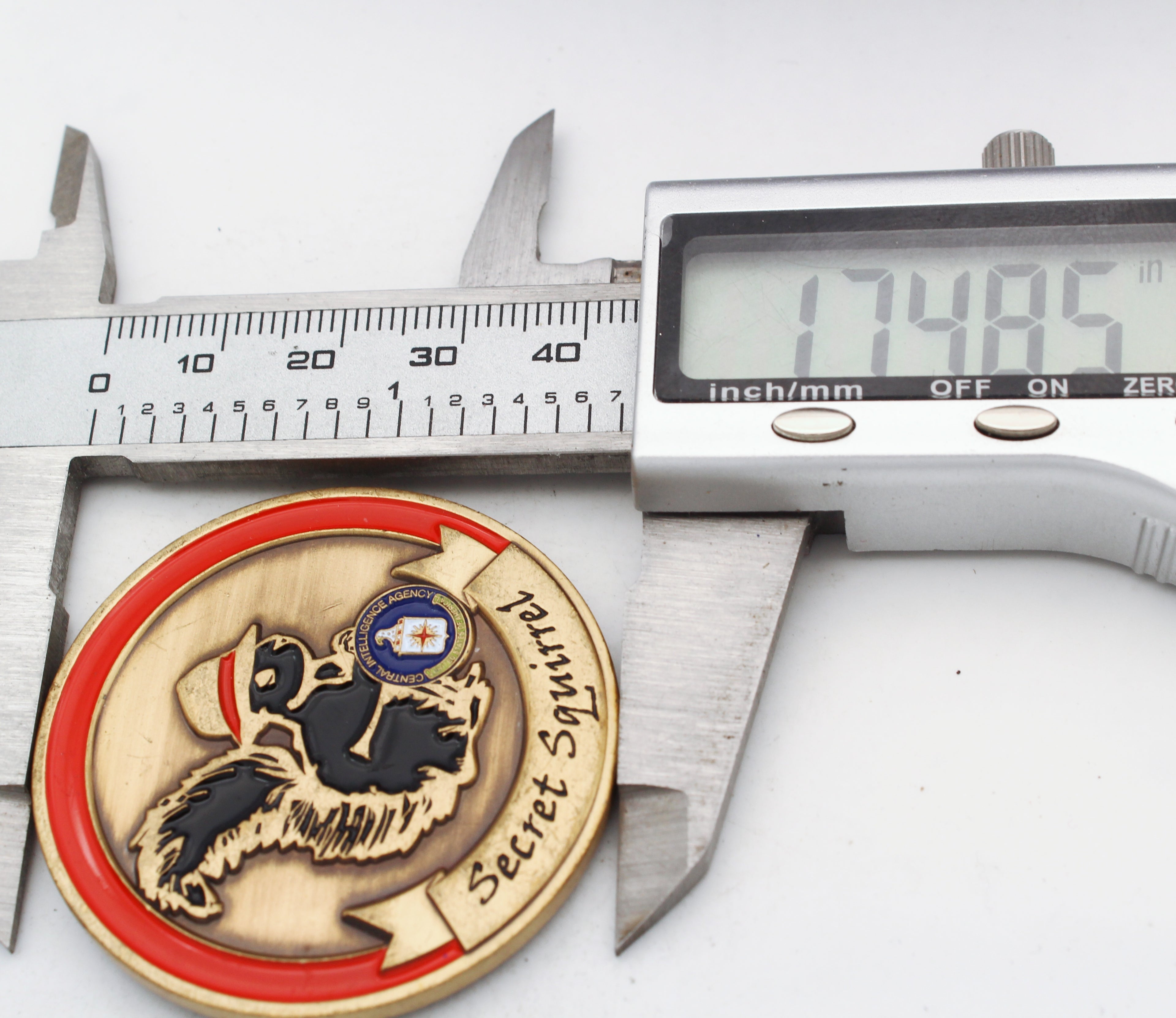 CIA “Secret Squirrel” Admit Nothing Deny Everything Challenge Coin 1.75in Copper