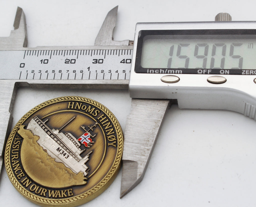 KNM Hinnøy M343 Norwegian Coast Guard Challenge Coin – Bronze 1.6 Inch - Pre-Owned