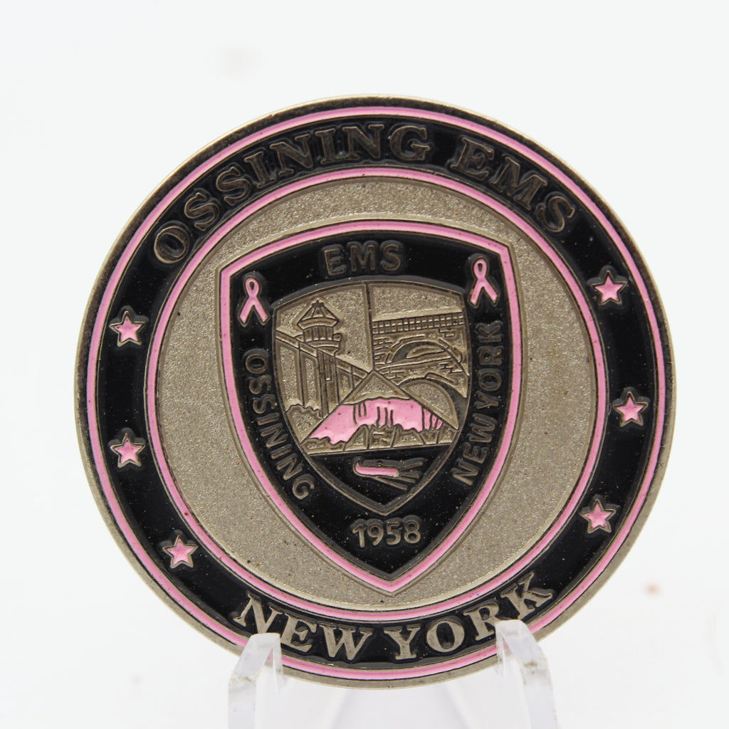 Ossining EMS New York Pink Patch Project Challenge Coin – 1.5” Copper Pre-Owned Collectible