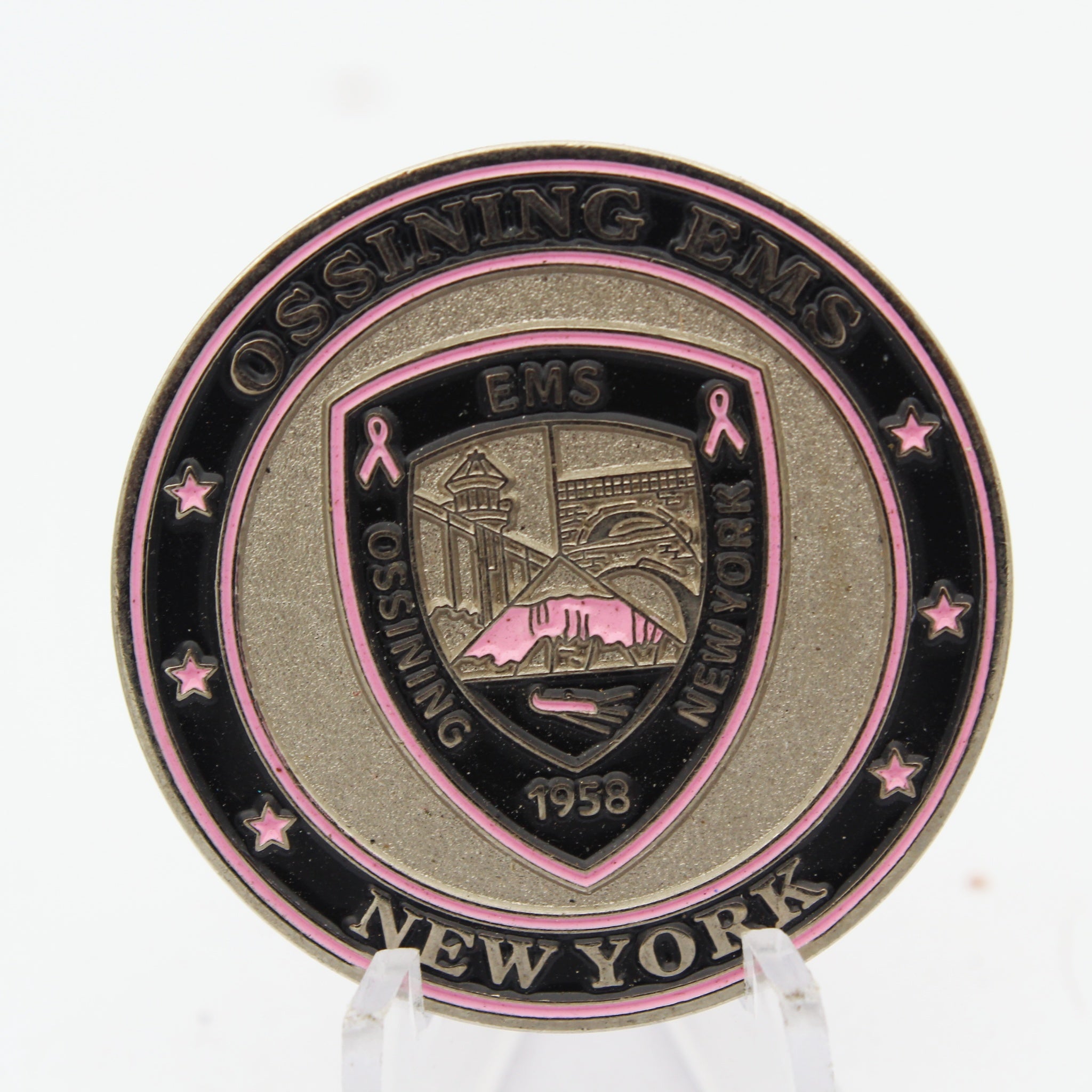 Ossining EMS New York Pink Patch Project Challenge Coin – 1.5” Copper Pre-Owned Collectible