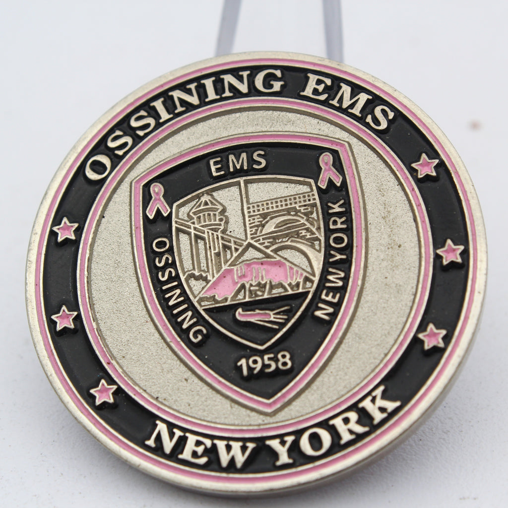 Ossining EMS New York Pink Patch Project Challenge Coin – 1.5” Copper Pre-Owned Collectible