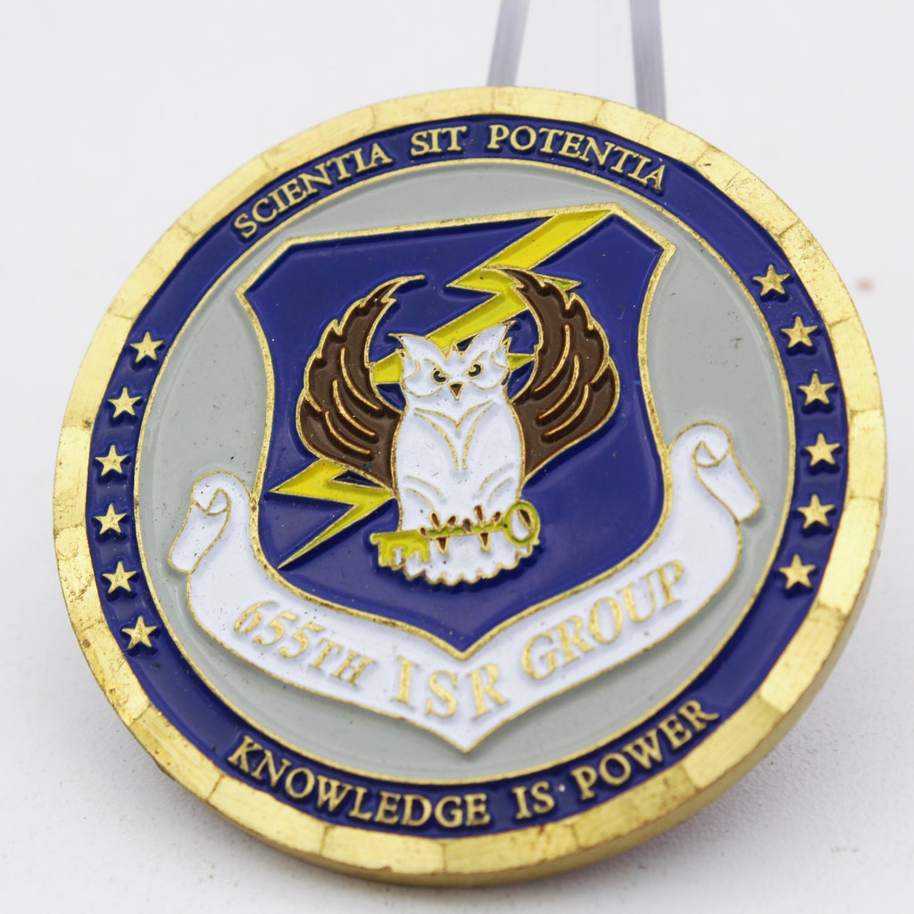 55th ISR Group Intelligence Challenge Coin – 1.75” Copper Pre-Owned USAF Collectible