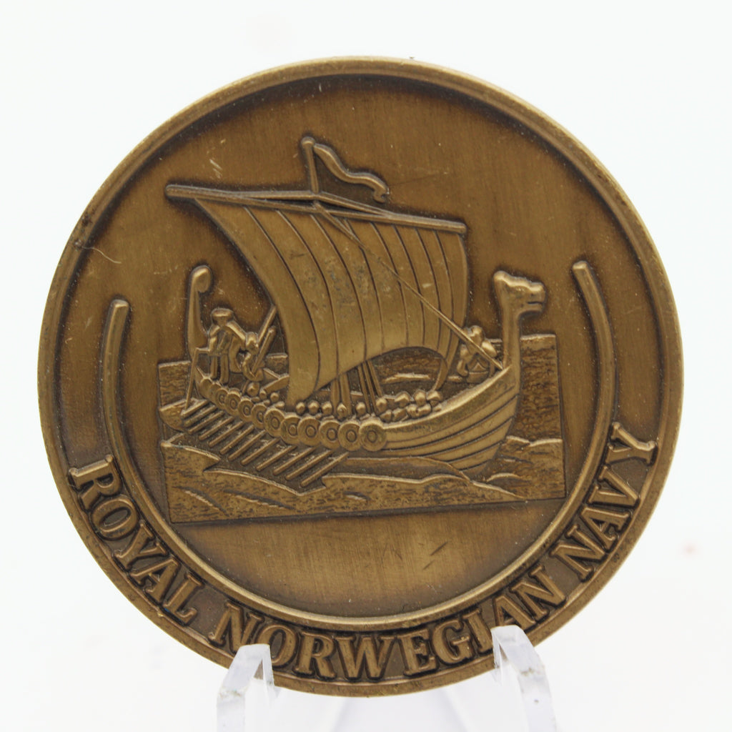 Royal Norwegian Navy Viking Longship Challenge Coin – Norwegian Armed Forces Collectible Pre-owned