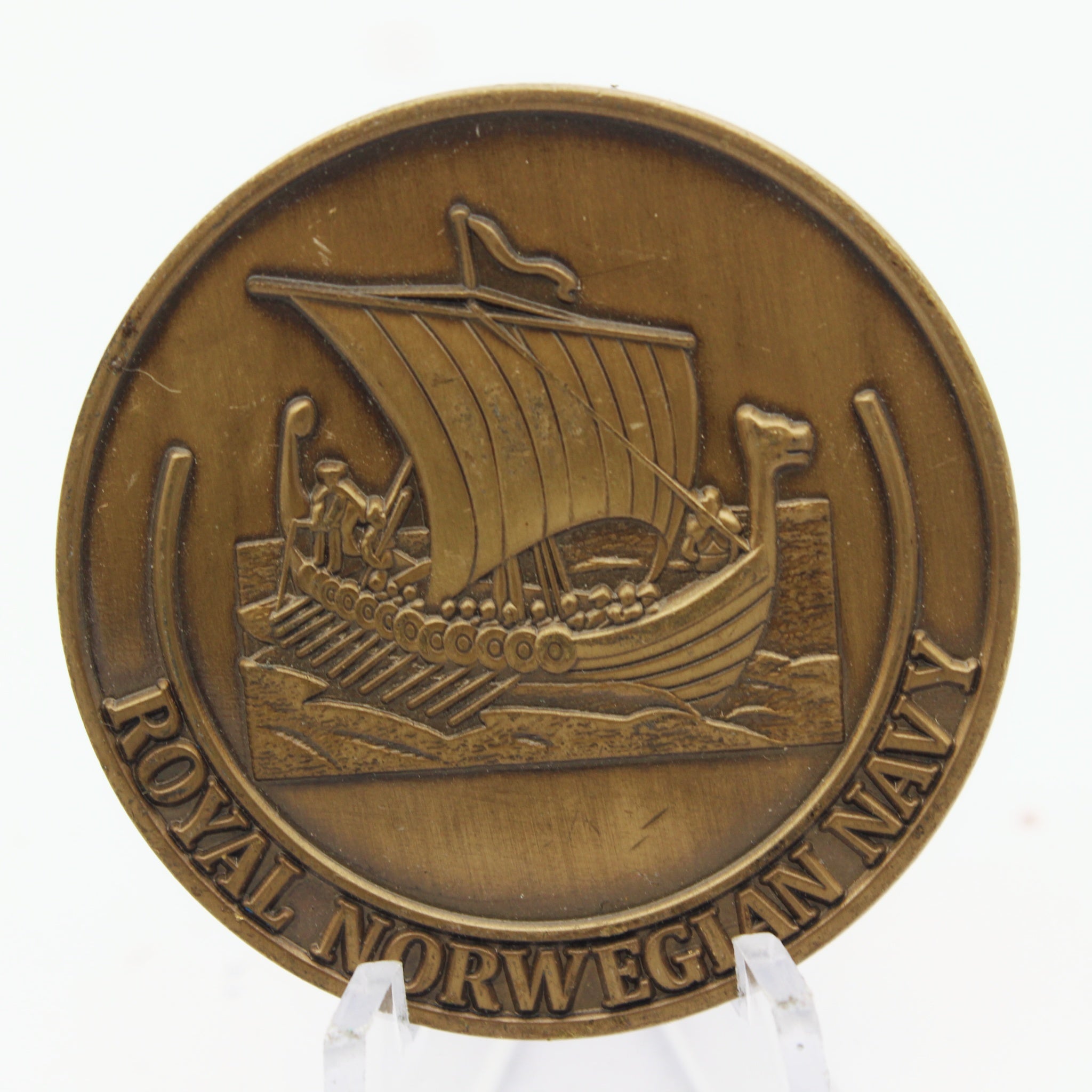 Royal Norwegian Navy Viking Longship Challenge Coin – Norwegian Armed Forces Collectible Pre-owned