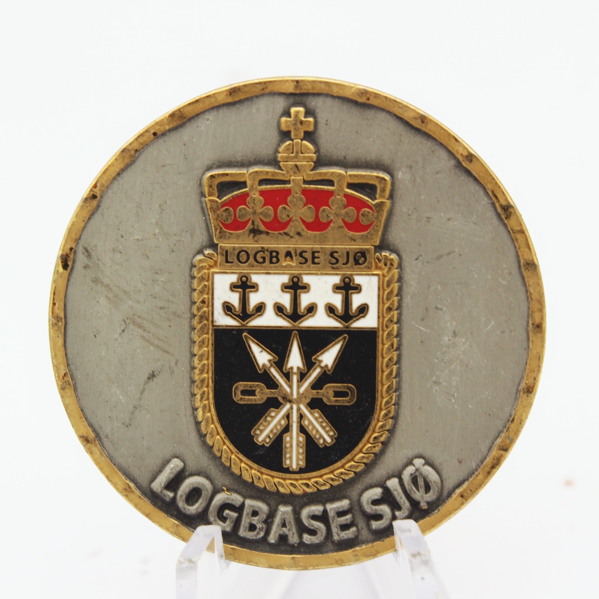 Norwegian Logbase Sjø Maritime Combat Service Support Challenge Coin – 1.5 Inch Copper Collectible Pre-owned