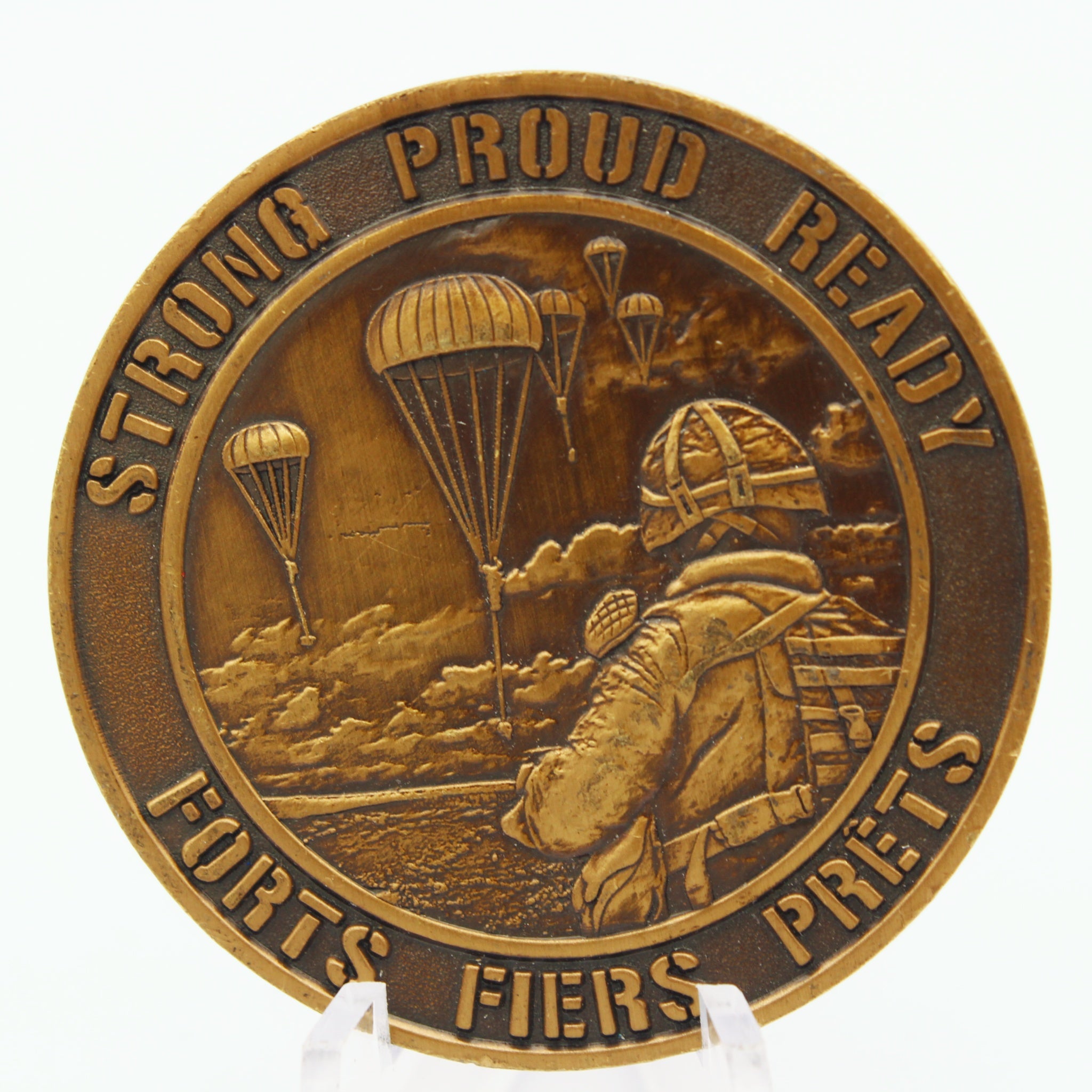 Canadian Army Paratroopers "Strong Proud Ready" Challenge Coin 1.75" Copper - Pre-Owned