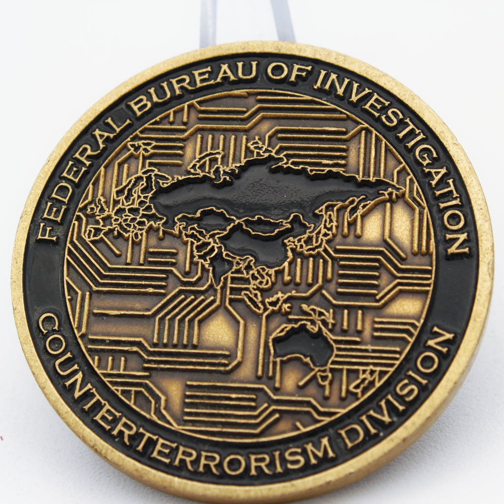 FBI Counterterrorism Division Asia Europe Targeting Unit Challenge Coin 1.75" Copper - Pre-Owned