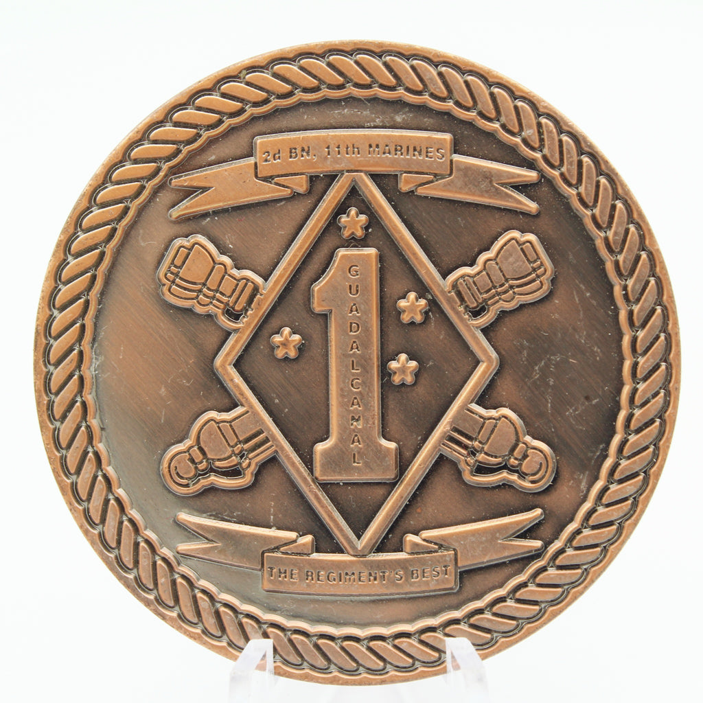 USMC Marine Corps 2nd Battalion, 11th Marines "Golf" Challenge Coin – 2" Copper - Pre-Owned