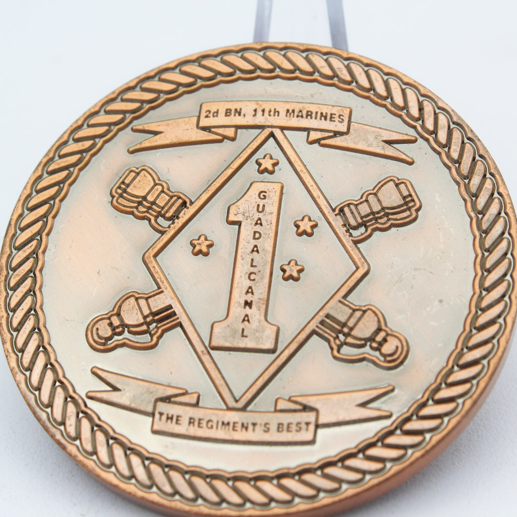 USMC Marine Corps 2nd Battalion, 11th Marines "Golf" Challenge Coin – 2" Copper - Pre-Owned