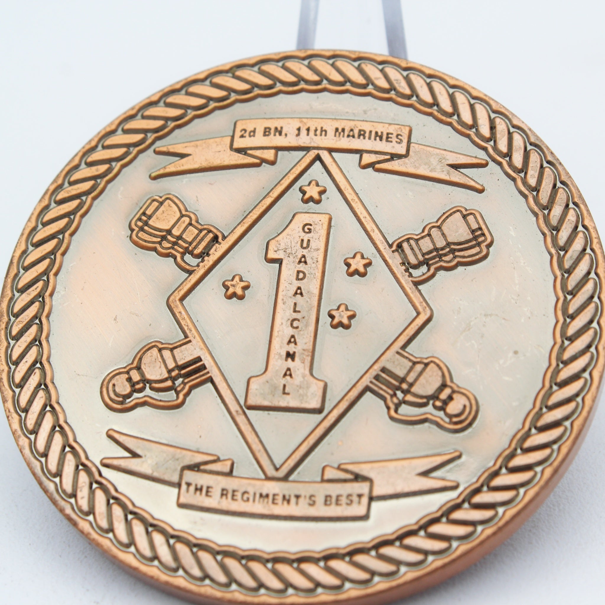 USMC Marine Corps 2nd Battalion, 11th Marines "Golf" Challenge Coin – 2" Copper - Pre-Owned