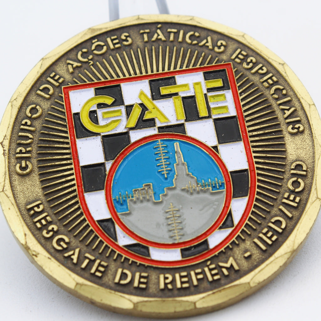 Brazil GATE Contra Terror Tactical Special Actions Challenge Coin 2" - Pre-Owned