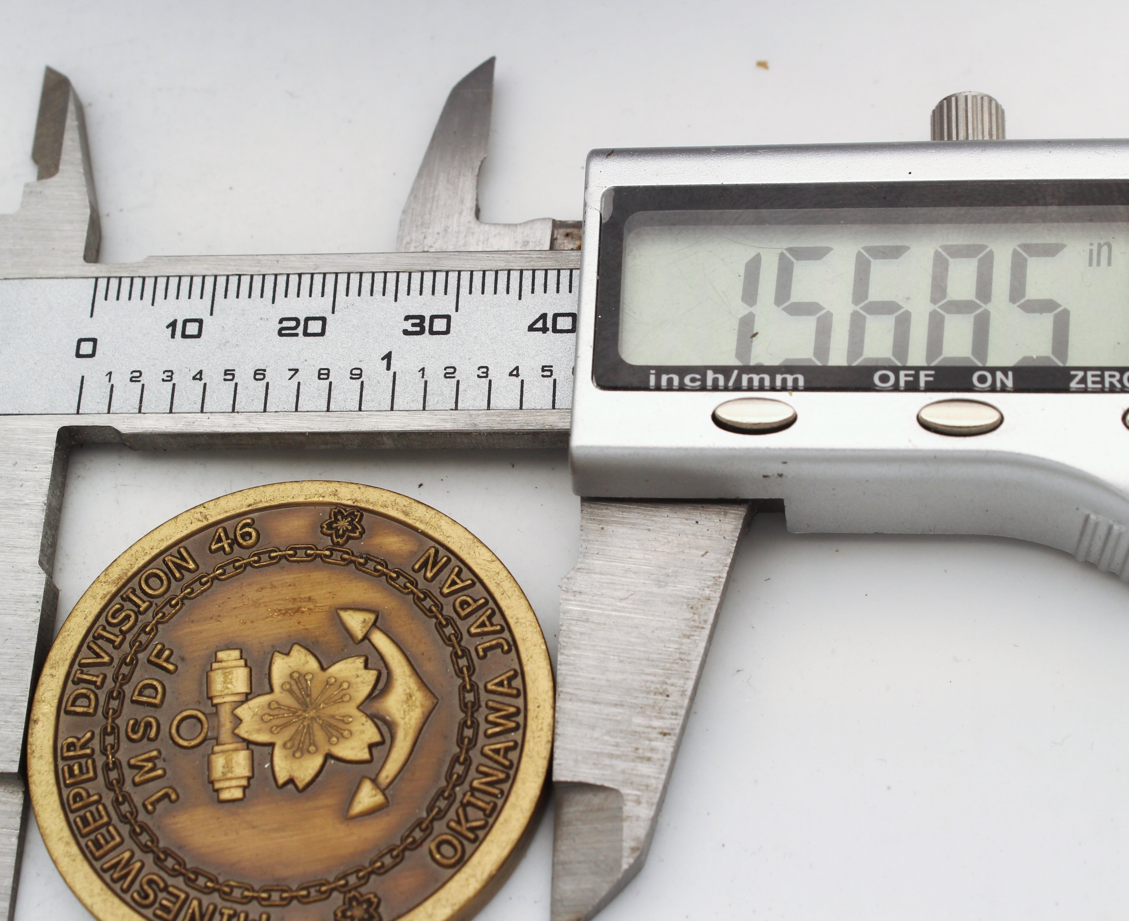 JMSDF Minesweeper Division 46 Challenge Coin – Okinawa Japan 1.5" Bronze - Pre-Owned