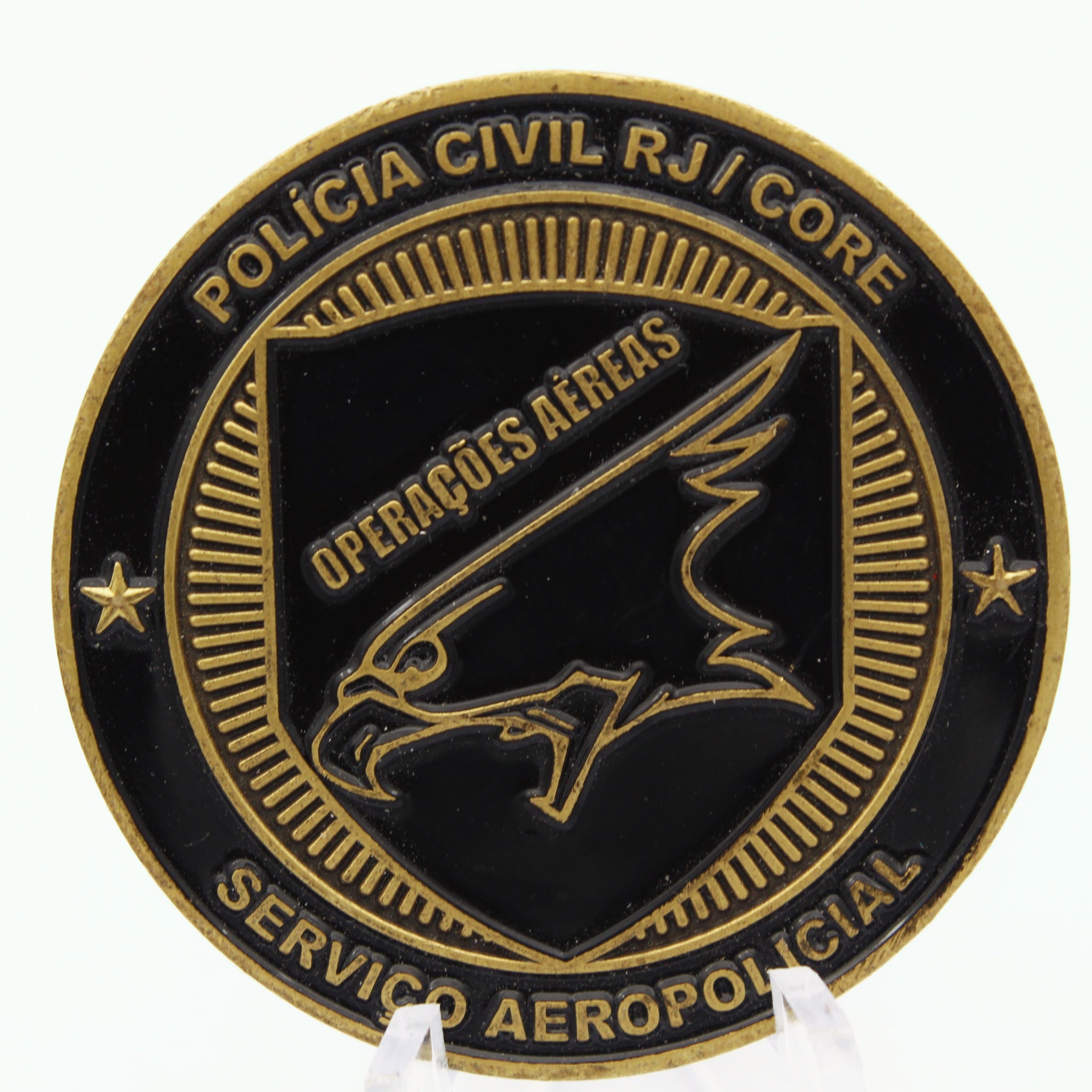 Polícia Civil RJ CORE Air Operations Challenge Coin – Serviço Aeropolicial (Operações Aéreas) 1.65" Copper - Pre-Owned