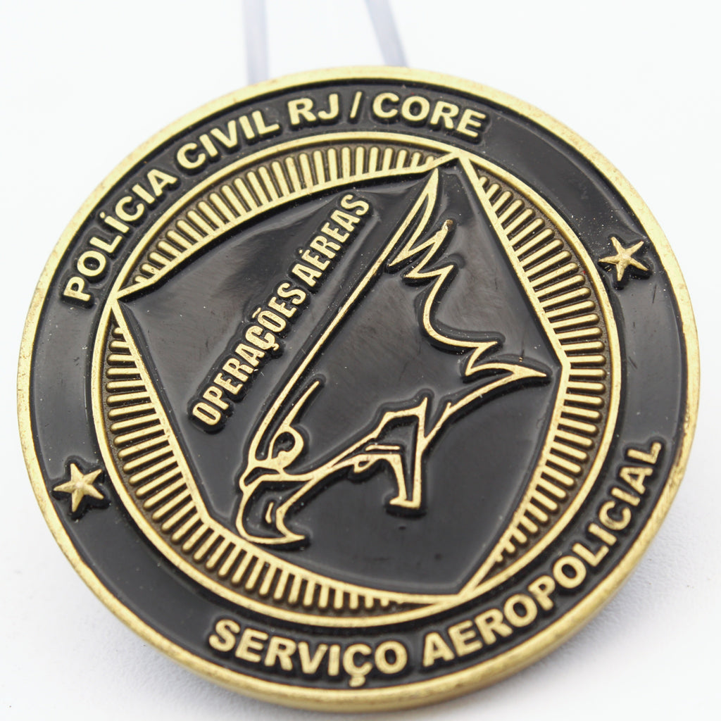 Polícia Civil RJ CORE Air Operations Challenge Coin – Serviço Aeropolicial (Operações Aéreas) 1.65" Copper - Pre-Owned