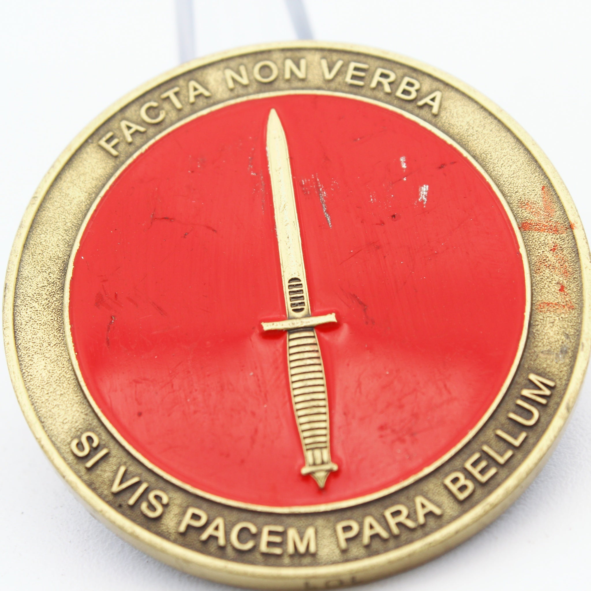 Tactical Motto Challenge Coin – "Facta Non Verba" & "Find Fix Finish" 1.75″ Copper - Pre-Owned
