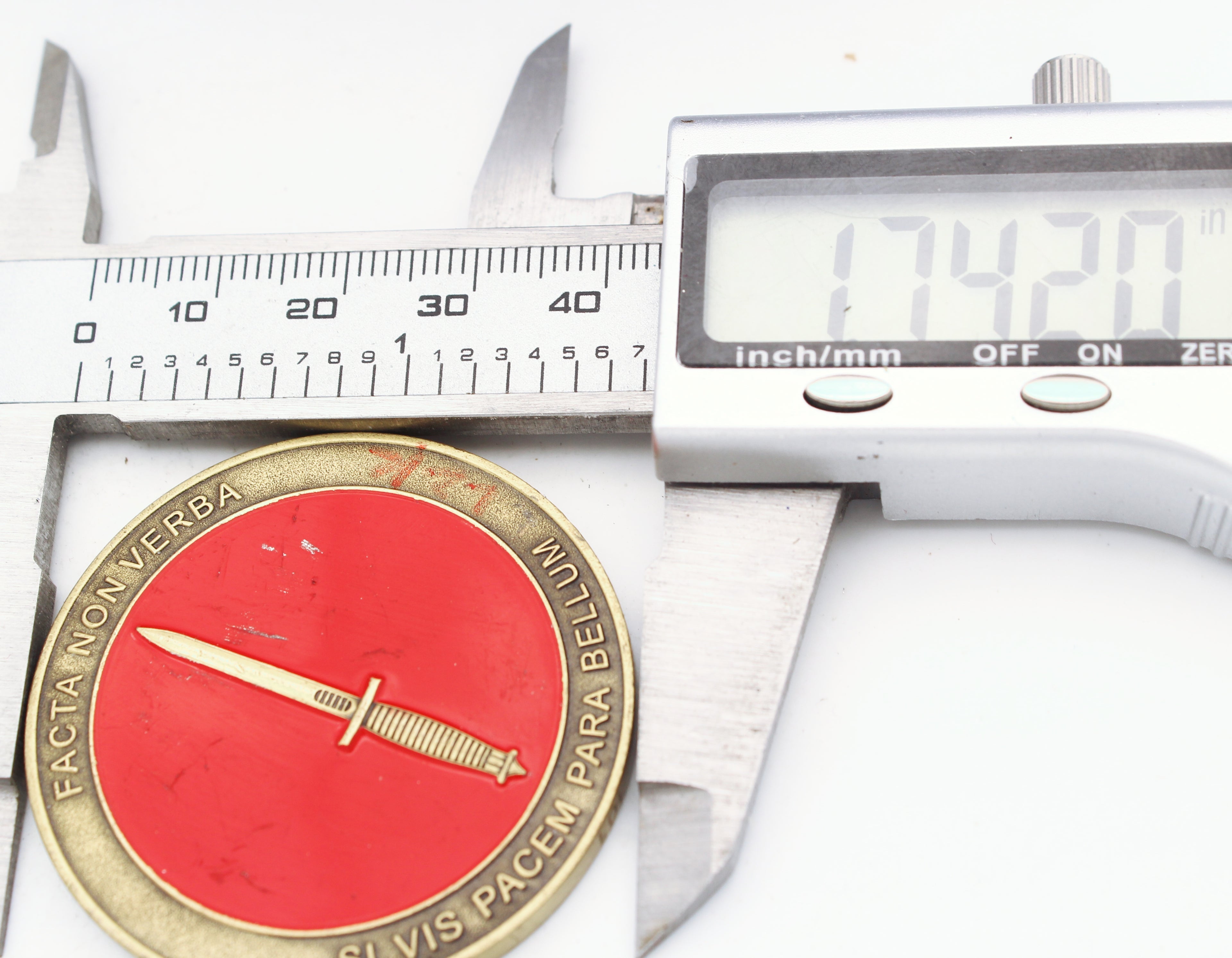 Tactical Motto Challenge Coin – "Facta Non Verba" & "Find Fix Finish" 1.75″ Copper - Pre-Owned