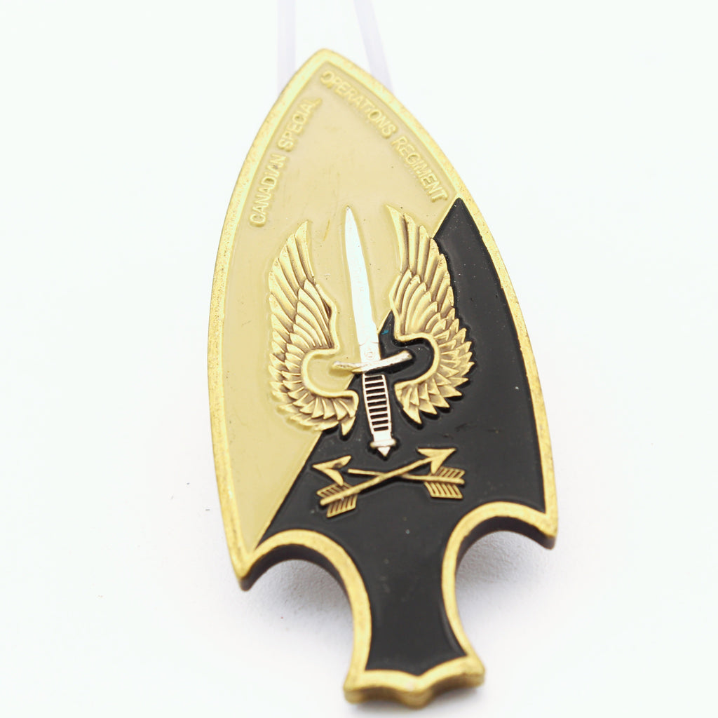 Canadian Special Operations Regiment Copper Arrowhead Tactical Challenge Coin -Winged Dagger & Maple Leaf – Operations Regiment - Pre-Owned