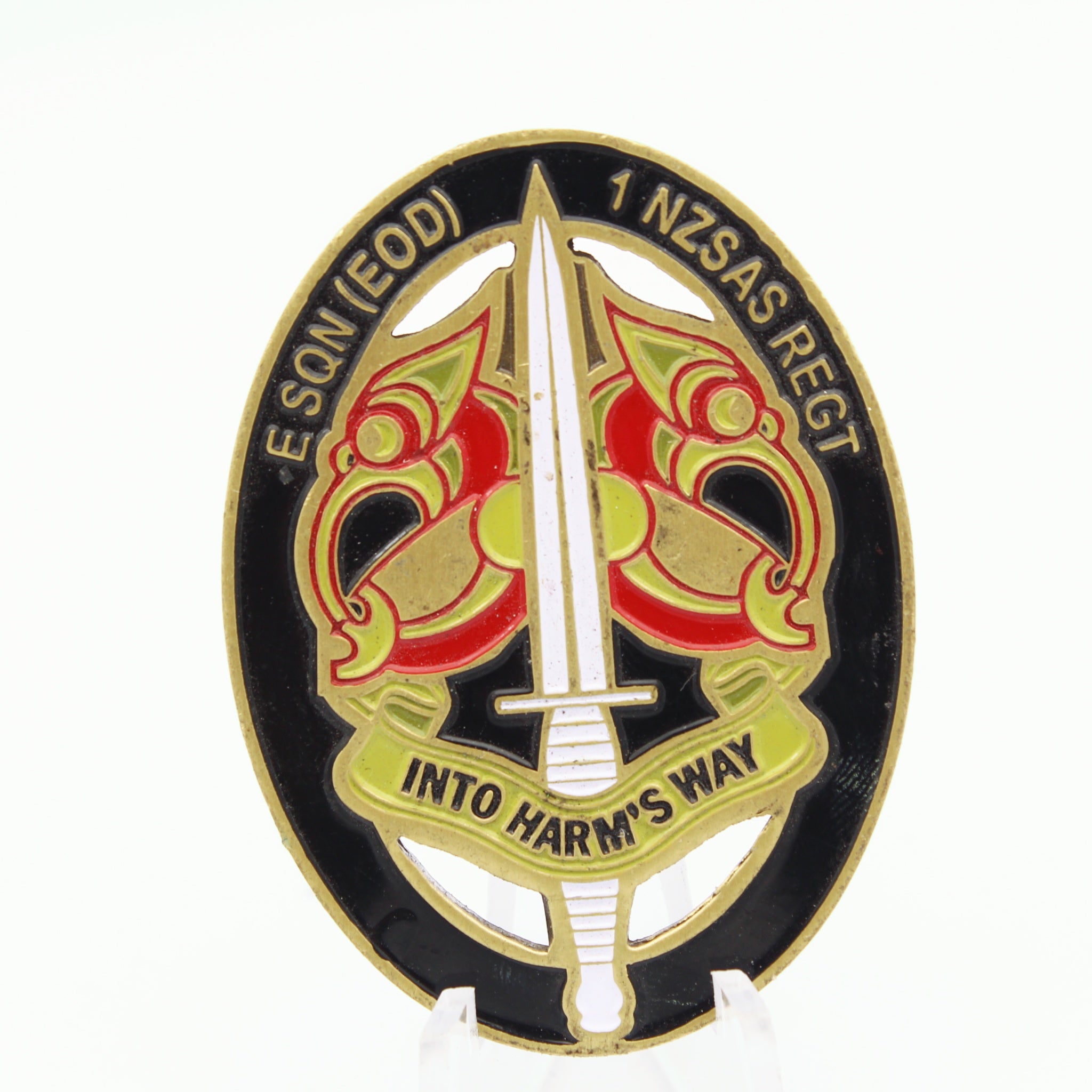 1 NZSAS Regt EOD Challenge Coin 2 Inch – "Into Harm's Way" | New Zealand Special Air Service - Pre-Owned