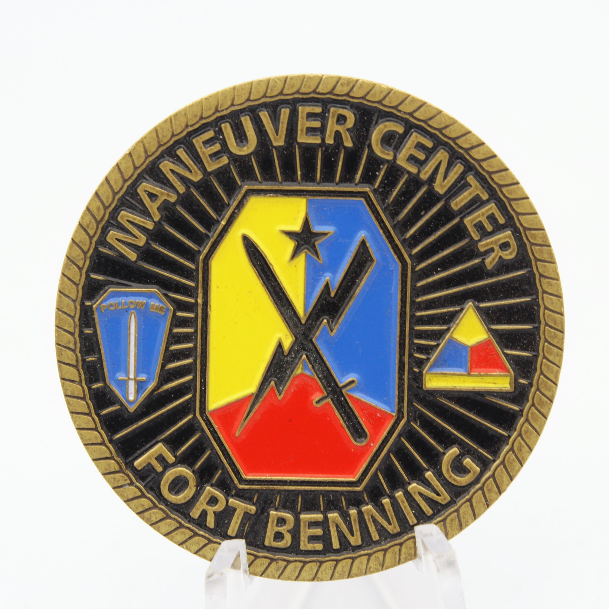 U.S. Army Maneuver Center Fort Benning Challenge Coin – Follow Me, 1.6” Copper Pre-Owned Collectible