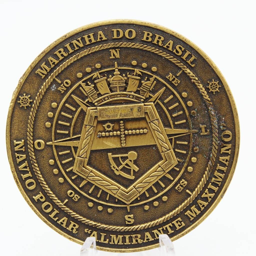 Brazilian Navy Antarctic Program Challenge Coin – NPo Almirante Maximiano, 2.0” Copper Collectible Pre-owned