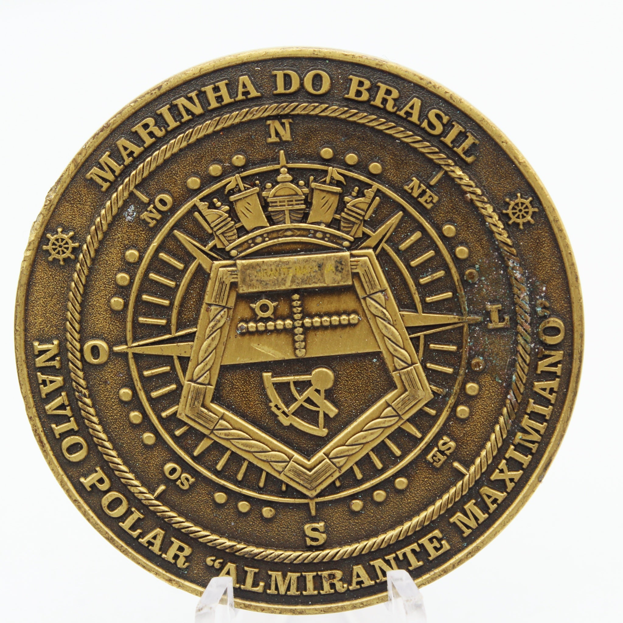Brazilian Navy Antarctic Program Challenge Coin – NPo Almirante Maximiano, 2.0” Copper Collectible Pre-owned