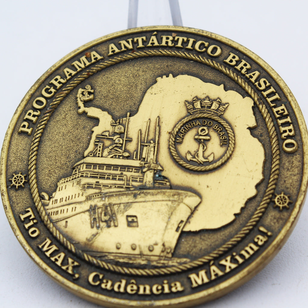 Brazilian Navy Antarctic Program Challenge Coin – NPo Almirante Maximiano, 2.0” Copper Collectible Pre-owned