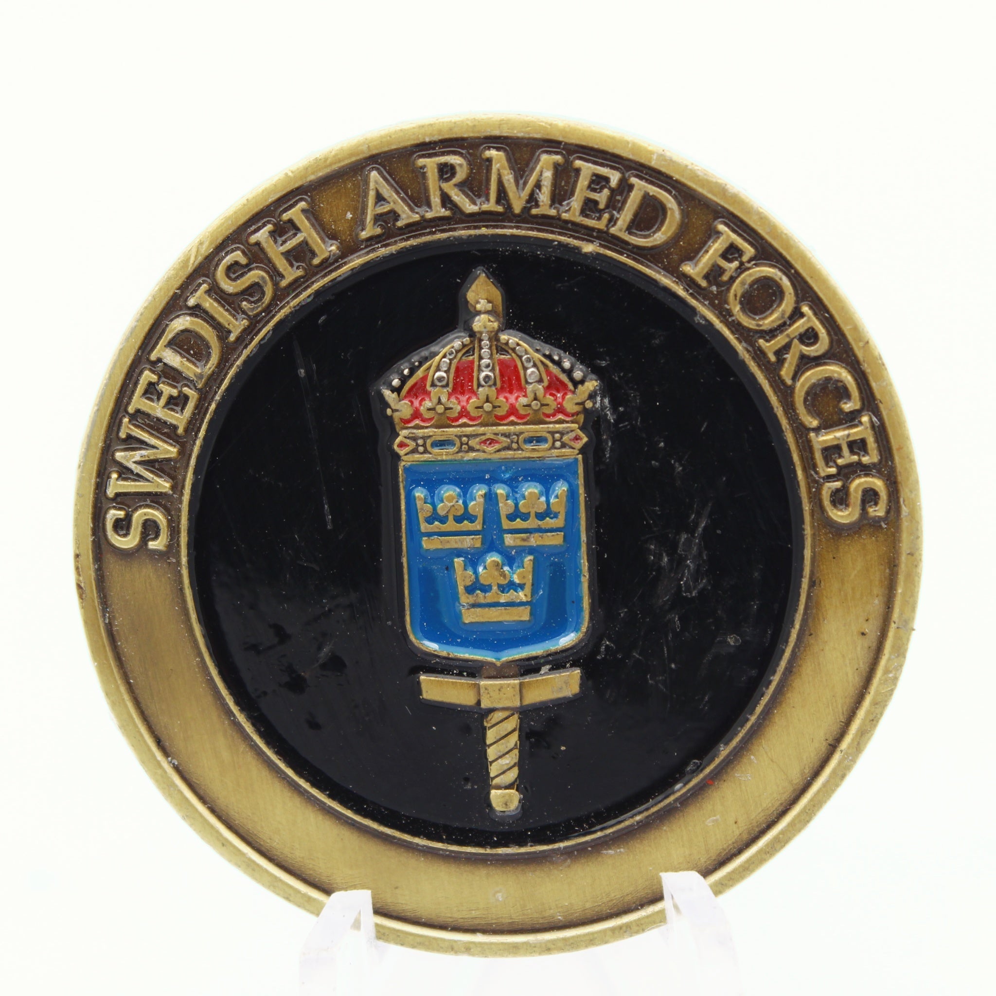 Swedish Armed Forces Defence Attach Commemorative Challenge Coin 1.55" - Pre-Owned