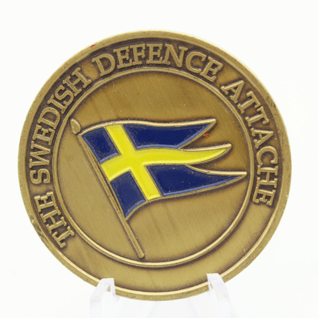 Swedish Armed Forces Defence Attach Commemorative Challenge Coin 1.55" - Pre-Owned