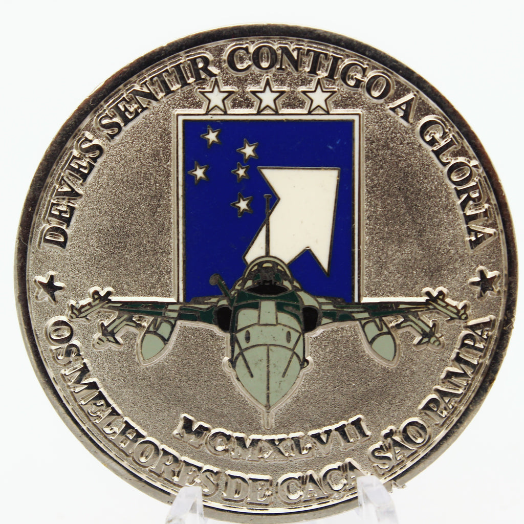 Brazilian Air Force Esquadrão Pampa Challenge Coin – 1º/14º Grupo de Aviação, 1.75” Copper Pre-owned