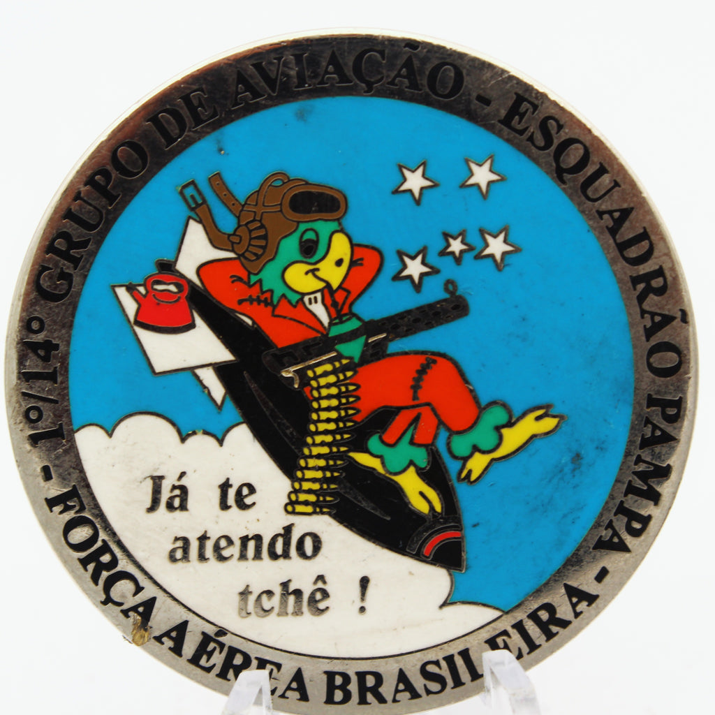 Brazilian Air Force Esquadrão Pampa Challenge Coin – 1º/14º Grupo de Aviação, 1.75” Copper Pre-owned