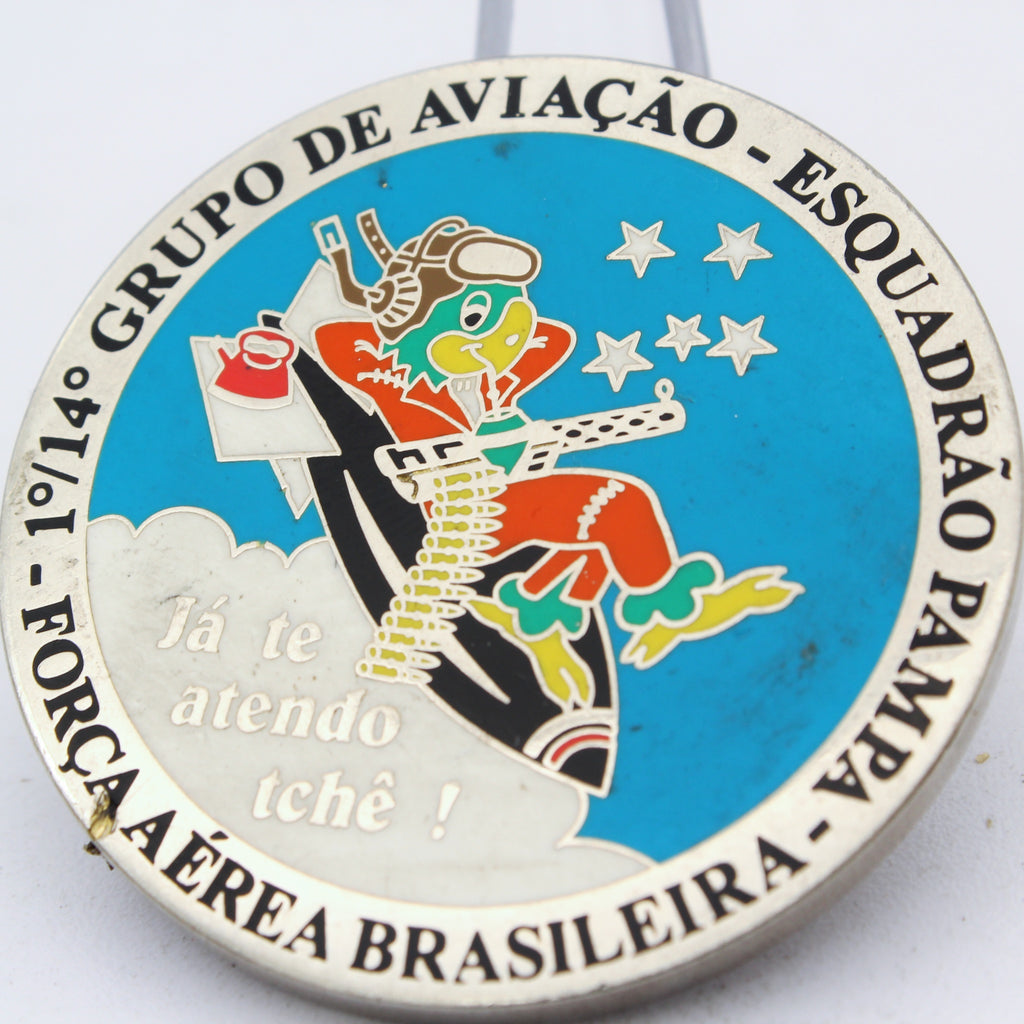 Brazilian Air Force Esquadrão Pampa Challenge Coin – 1º/14º Grupo de Aviação, 1.75” Copper Pre-owned